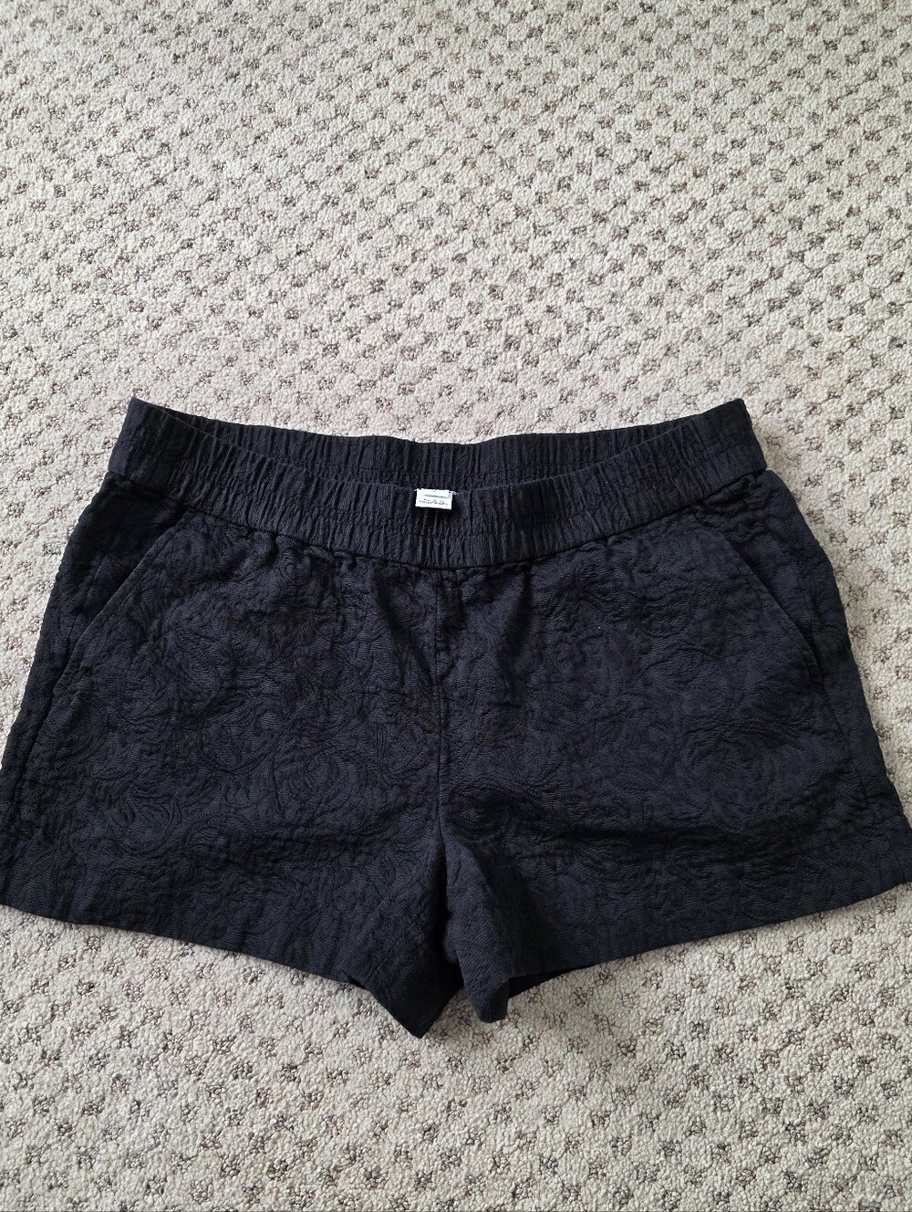 J. Crew Cotton Women's Black Textured Pull-On Shorts
